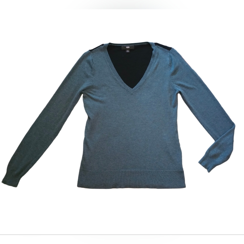 Mossimo Black Green Colorblock V Neck Sweater Medium